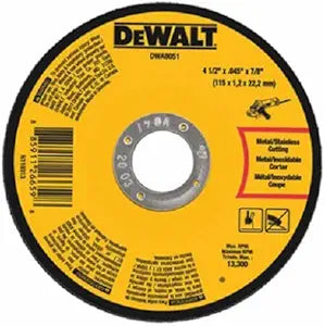 Dewalt DWA8051 Type 1 Small Diameter Cut-Off Wheel, 4-1/2 In Dia X 0.045 In 100 Pack