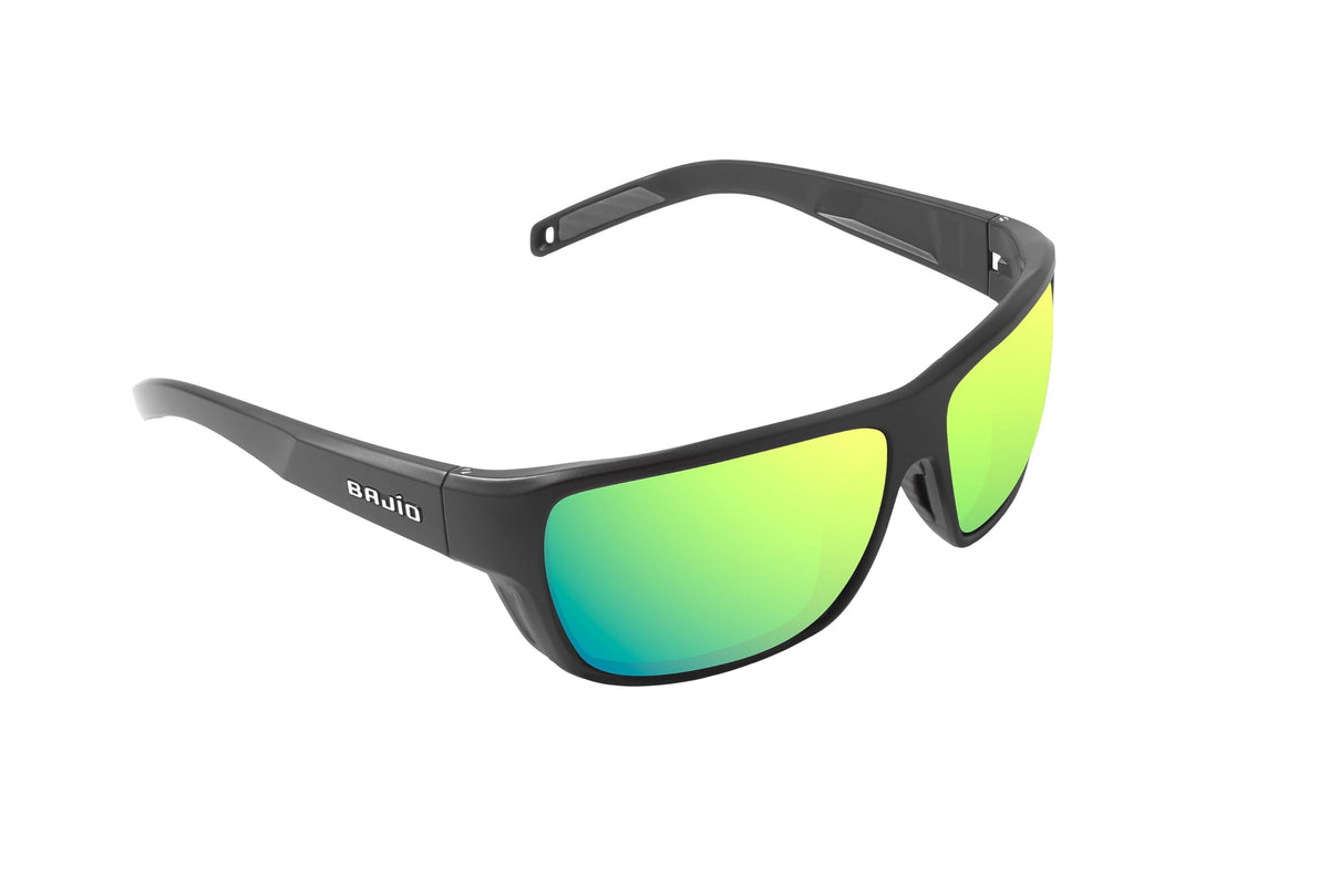 Bajio Sunglasses Rigolets Green Mirror Glass Black Matte - RIG220112