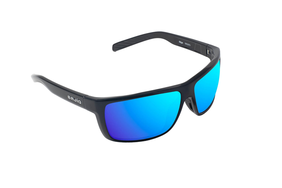 Bajio Sunglasses Sigs Blue Mirror Glass Black Gloss - SIG210011