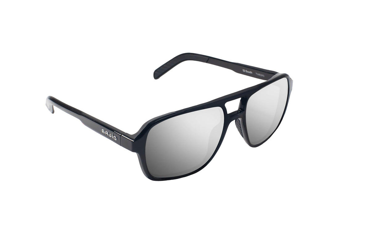 Bajio Sunglasses 12 South Silver Mirror Pc Black Gloss Sunglasses - TWE210123