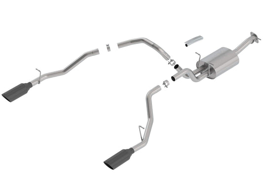 BORLA 140753BC Cat-Back Perf. Exhaust System for 2019-2023 Ram 1500 V8 (Incl. E-Torque) (Exc. Classic) T-304 Stainless Steel ATAK Sound Dual Split Rear Exit Single 5" Round Black Chrome Tips Each Side