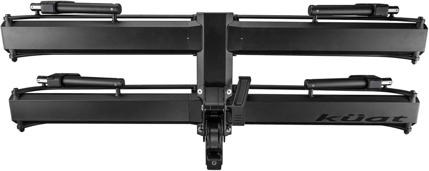 KUAT 2" Piston Pro Platform Rack - Secure Rugged Durable Portable Foldable Easy-to-Use No Frame Contact Dual Ratchet 2-Bike Hauling Platform with 5" Max Tire Width