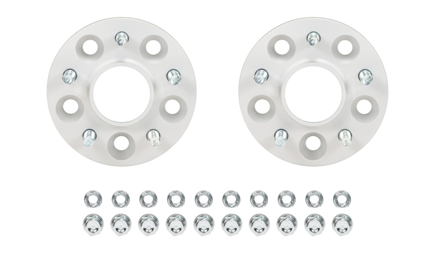 Eibach Wheel Spacer, Pro-Spacer, 5 x 100 mm Bolt Pattern, 20 mm Thick, Lug Nuts Included, Aluminum, Clear Anodized, Pair