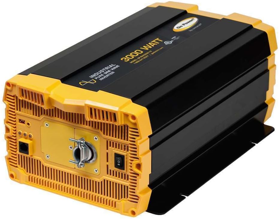 Go Power GP-ISW3000-12 3000 Watt Industrial Pure Sine Wave Inverter, 12V DC to 110V AC Power Inverter for Truck, RV, Marine, Solar & Off-Grid Use, 6000W Surge, Hardwire Connection, Powersave Mode