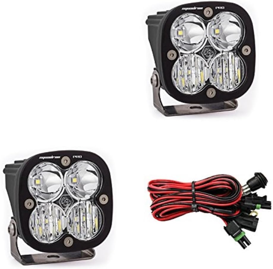 Baja Designs Squadron Pro Black LED Light Pod Pair - 2 PCS LED with Wiring Harness (Driving/Combo; Clear)