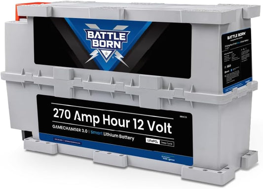 270Ah 12V GC3 Smart Lithium-Ion (LiFePO4) RV, Marine, Solar, & Off Grid Battery - Bluetooth Connectivity - Battle Born Batteries