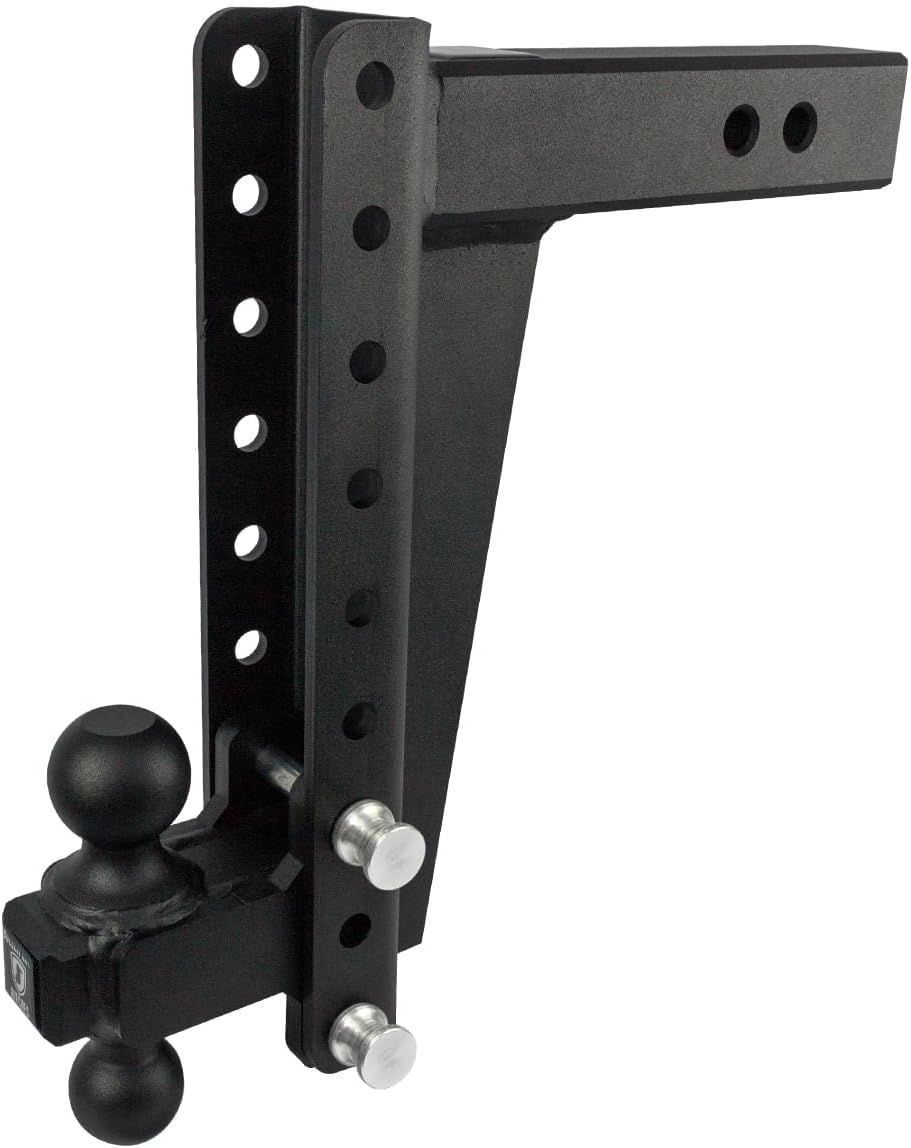 BulletProof Hitches - 2.5" Adjustable Heavy Duty Trailer Hitch (22,000 lb. Rating) - 12" Drop/Rise Trailer Hitch with 2" & 2-5/16" Dual Ball - Powder Coat, Solid Steel, Corrosion-Resistant