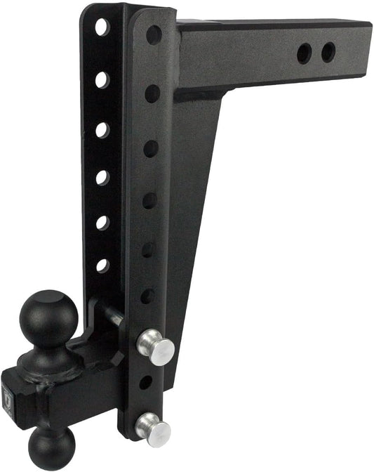 BulletProof Hitches - 2.5" Adjustable Heavy Duty Trailer Hitch (22,000 lb. Rating) - 12" Drop/Rise Trailer Hitch with 2" & 2-5/16" Dual Ball - Powder Coat, Solid Steel, Corrosion-Resistant