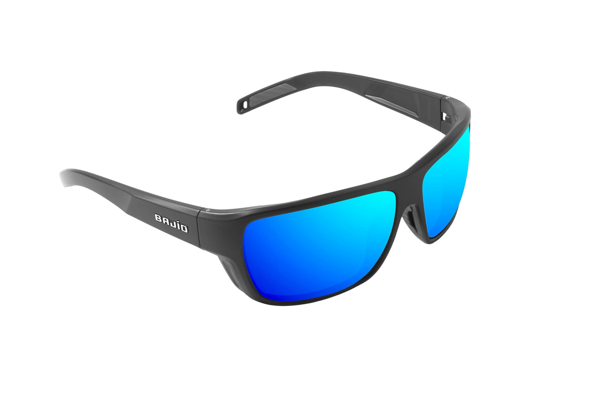 Bajio Sunglasses Rigolets Blue Mirror Glass Black Matte - RIG220011