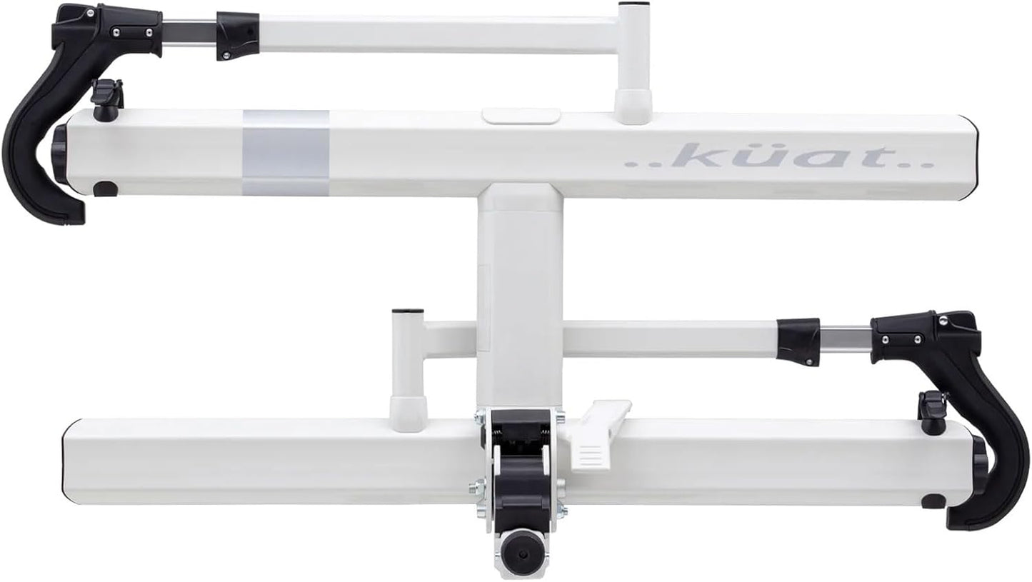 KUAT Sherpa 2.0 Durable Lightweight Aluminum Compact 2 Bike Transporting Hitch Rack with Cable Lock & Foldable Tire Cradles | Capacity - 40 Lbs per Tray