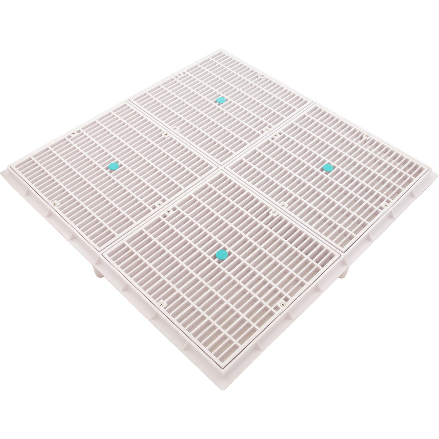 Drain Grate, 4-12" Sq, w/ 24" Sq Frame, Anit Entrap, White
