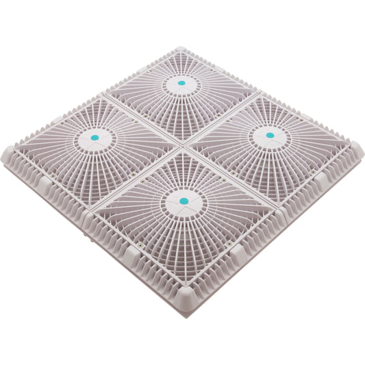 Main Drain Cover, Aquastar Star,18" Square(4x9),w/Fr,Wht,VGB