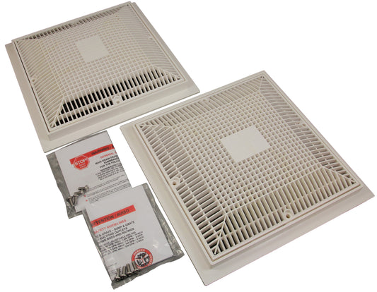 Main Drain Grate, Qty 2, Evoqua 12" x 12" Domed,w/Frame,Wht