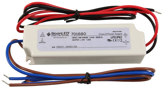 Power Supply, SloanLED Self-Contained, 20W, 12VDC, 1.67A