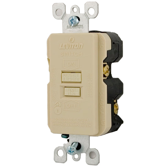 GFCI, Leviton, 20A, SPST, Deadfront, Ivory