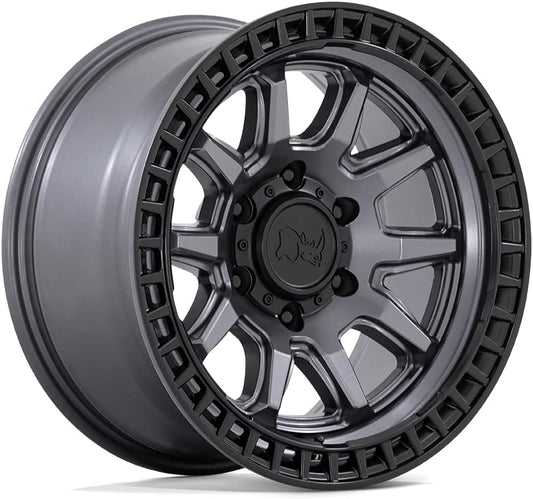 Black Rhino Hard Alloys CALICO 17X8.5 5X4.5 6.09 34mm MATTE GUNMETAL W/M-BLACK LIP - BR001AB17851234