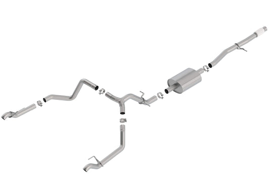 BORLA 140769 Cat-Back Perf. Exh. Sys. for 2019-2024 Chevrolet Silverado 1500 V8 & GMC Sierra 1500 V8 T-304 Stainlesss Steel S-Type Sound Dual Split Rear Exit Single Outlet On Each Side Reuse O.E. Tips