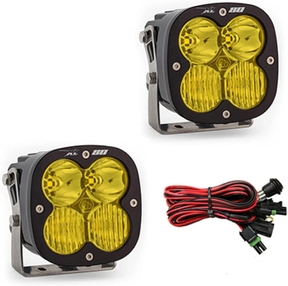 Baja Designs XL80 LED Light Pod Pair - 2 PCS LED with Wiring Harness (Driving/Combo; Amber)