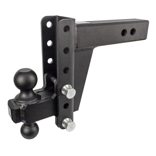 BulletProof Hitches - 2.5" Adjustable Extreme Duty Trailer Hitch (36,000lb. Rating) - 6" Drop/Rise with 2" and 2 5/16" Dual Ball - Powder Coat, Solid Steel, Corrosion-Resistant