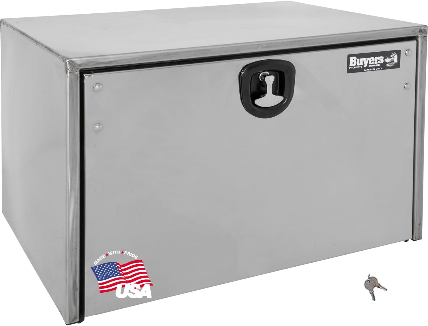 Buyers Products 1702605 Polished Stainless Steel Underbody Truck Box with Lockable T-Handle Latch, 18 x 18 x 36 Inch, for Work/ Utility Truck, Truck Storage and Organizer, Made in the USA, Silver
