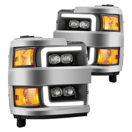 AlphaRex USA 1518 Silverado 2500/3500HD LED Projector Headlights with Act LIGHT/SEQ Signal & Drl Blk - 880227