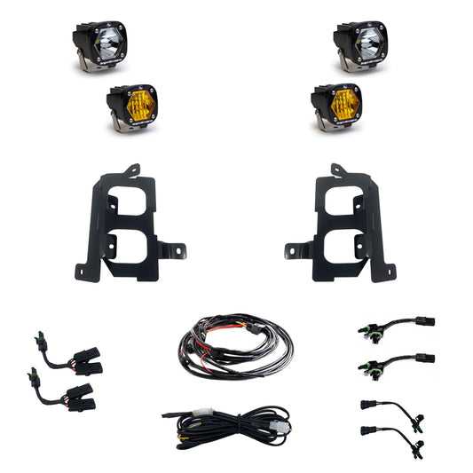 Baja Designs 2022 Sierra 2500HD/3500HD S1 Dual Fog Pocket Kit Wide CORNERING/SPOT/BAJA Amber - 447849