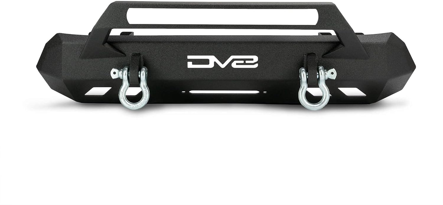 DV8 Offroad | FBTT1-05 | Front Bumper fits 2016-2021 Toyota Tacoma | Center Inlay Only | Winch Mount Included | Bull Bar | Strategic Airflow Cutouts | Welded Light Tabs, Black