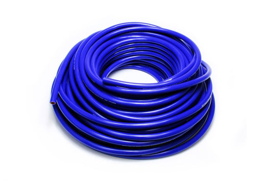 HPS 5/16" ID blue high temp reinforced silicone heater hose 100 feet roll, Max Working Pressure 85 psi, Max Temperature Rating: 350F, Bend Radius: 1-1/4"