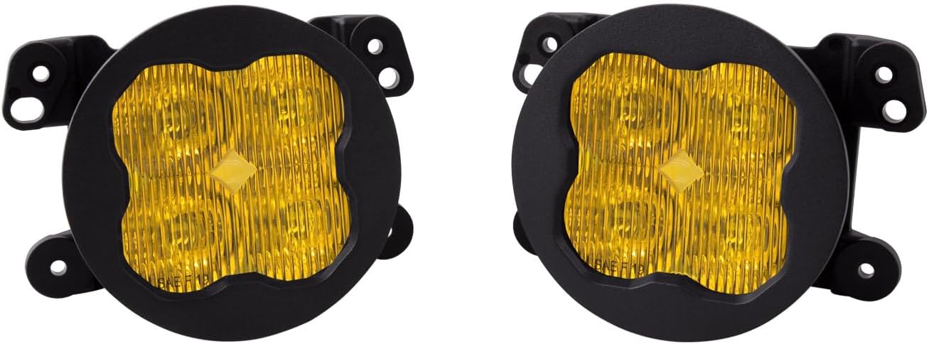 Diode Dynamics SS3 SAE/DOT Type M Fog Light Kit compatible with Jeep, Wrangler/Gladiator, Dodge, Chrysler, Yellow SAE Fog Sport with Backlight