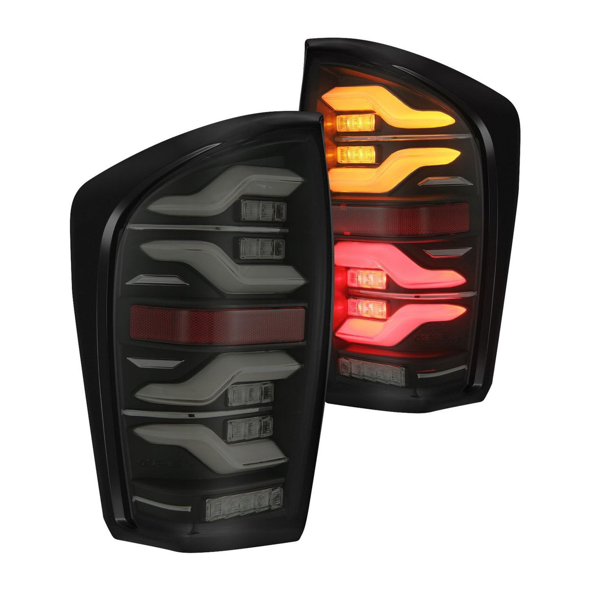 AlphaRex USA 1623 Tacoma Luxxseries LED Tail Lights Black with Activation Light & Seq Signal Amber - 680090