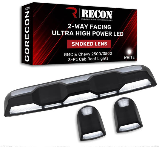 Heavy-Duty 3-Piece Cab Roof Light Set for GMC & Chevy 20-25 (4th Gen) Trucks - Ultra High-Power White LEDs, 2-Way Front & Rear Facing - RECON