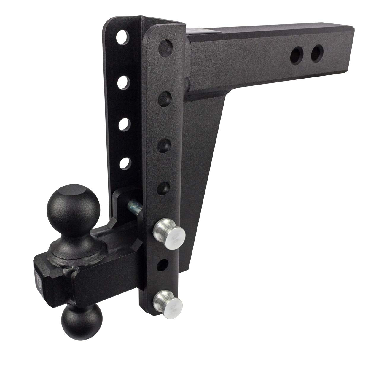 BulletProof Hitches - 2.5" Adjustable Heavy Duty Trailer Hitch (22,000 lb. Rating) - 8" Drop/Rise Trailer Hitch with 2" & 2-5/16" Dual Ball - Powder Coat, Solid Steel, Corrosion-Resistant