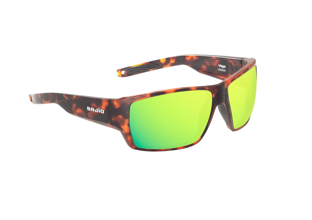 Bajio Sunglasses Vega Green Mirror Glass Brown Tort Matte - VEG121112