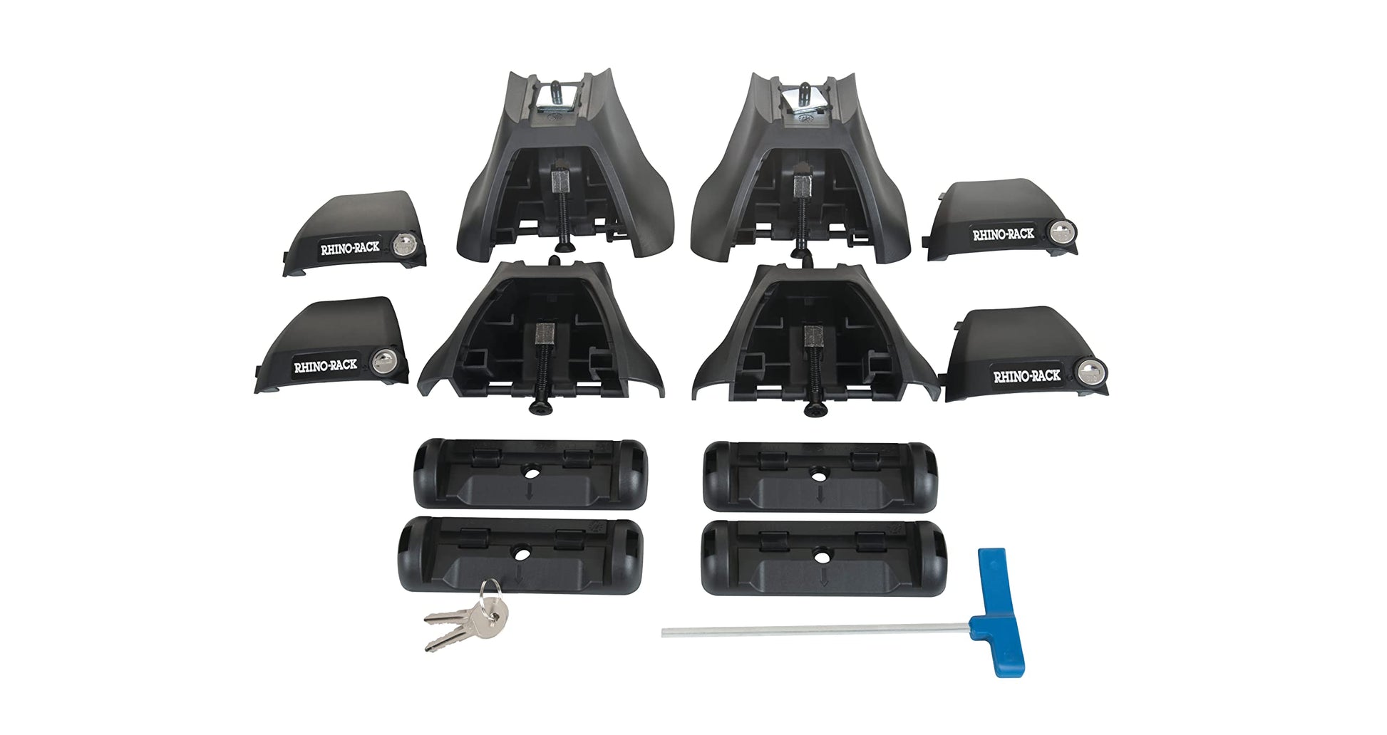 Rhino-Rack Set of 4 Legs, Works with Vortex Bars & Pad & Clamp Kit, Made with Glass Infused Nylon, Locking Security Covers (RLKVA)