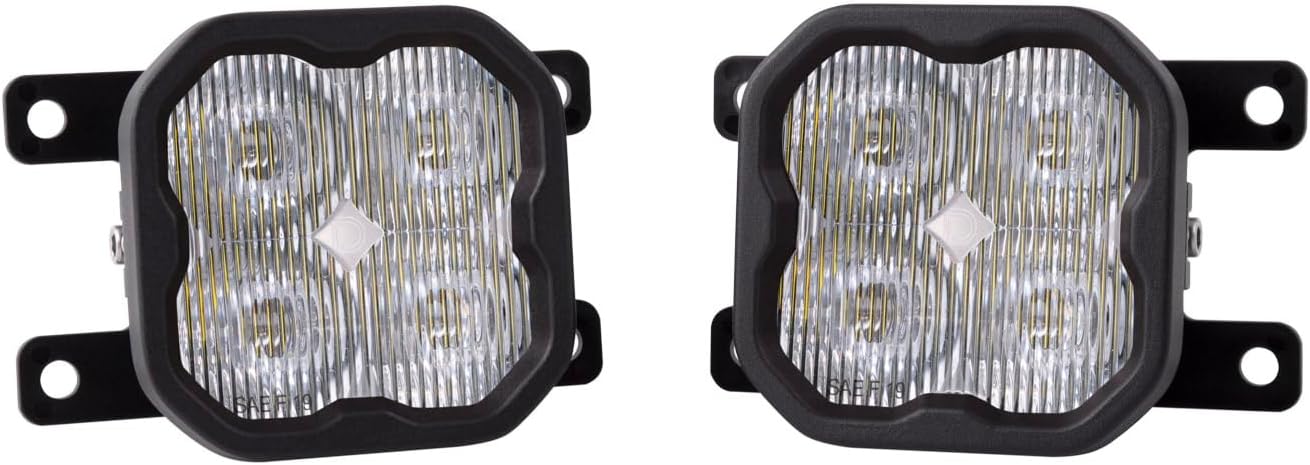 Diode Dynamics SS3 SAE/DOT Type AS Fog Light Kit compatible with Ford, Bronco/Ranger, Ram, 1500, White SAE Fog Pro with Backlight