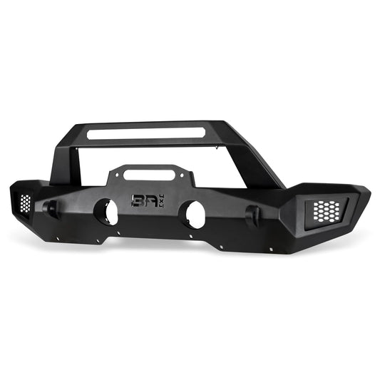 Body Armor 4x4 JP-19536 - Orion Mid Width Black Powder Coat Front Winch HD Bumper With Hoop