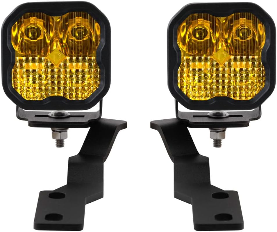Diode Dynamics Stage Series Backlit Ditch Light Kit compatible with Toyota Tacoma 2016-2023, SS3 Sport Yellow Combo