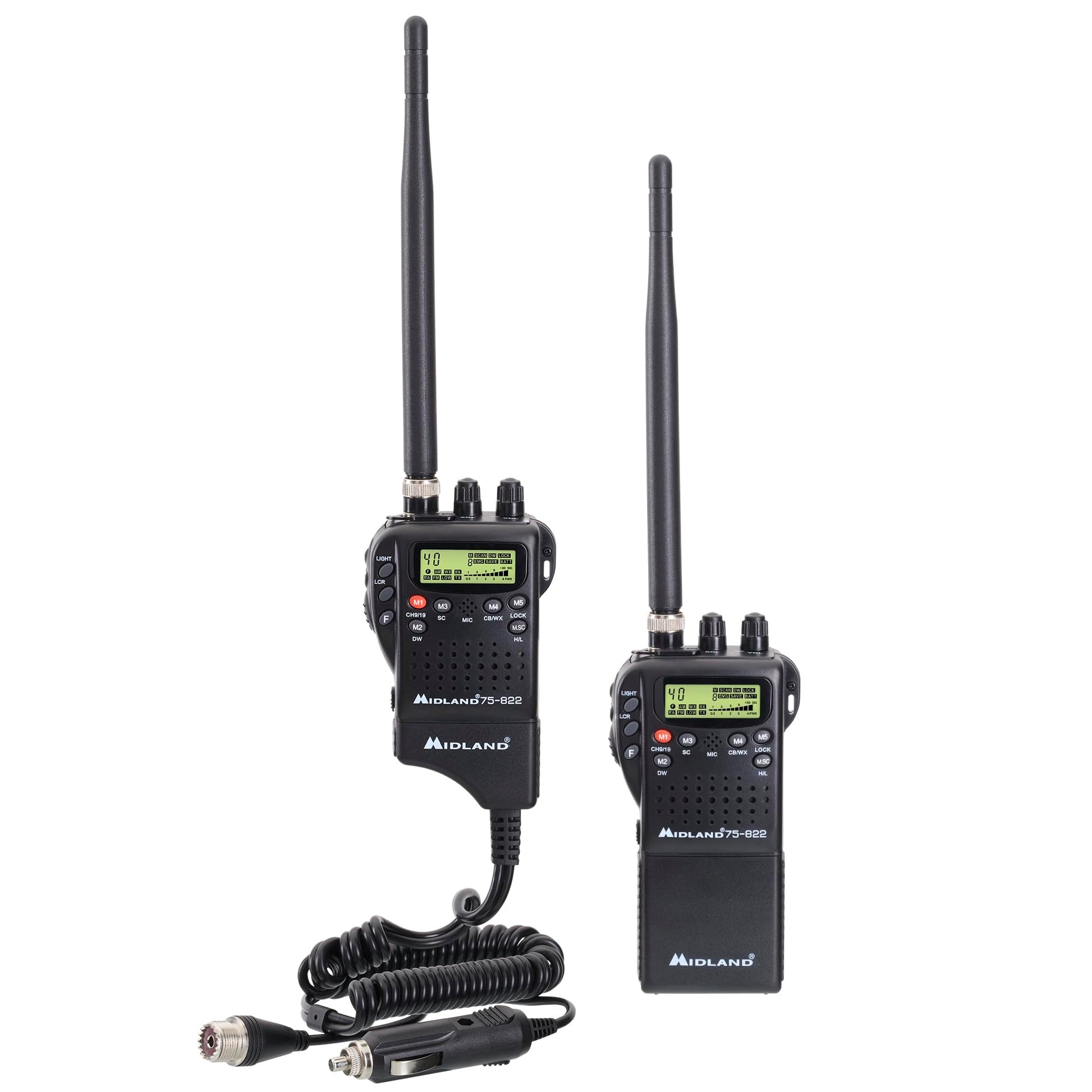 Midland 75-822 Handheld CB Radio & Mobile CB Radio â€“ Walkie Talkie with 40 Channels, NOAA Weather Alerts, Long Range, Compatible with CB Antennas