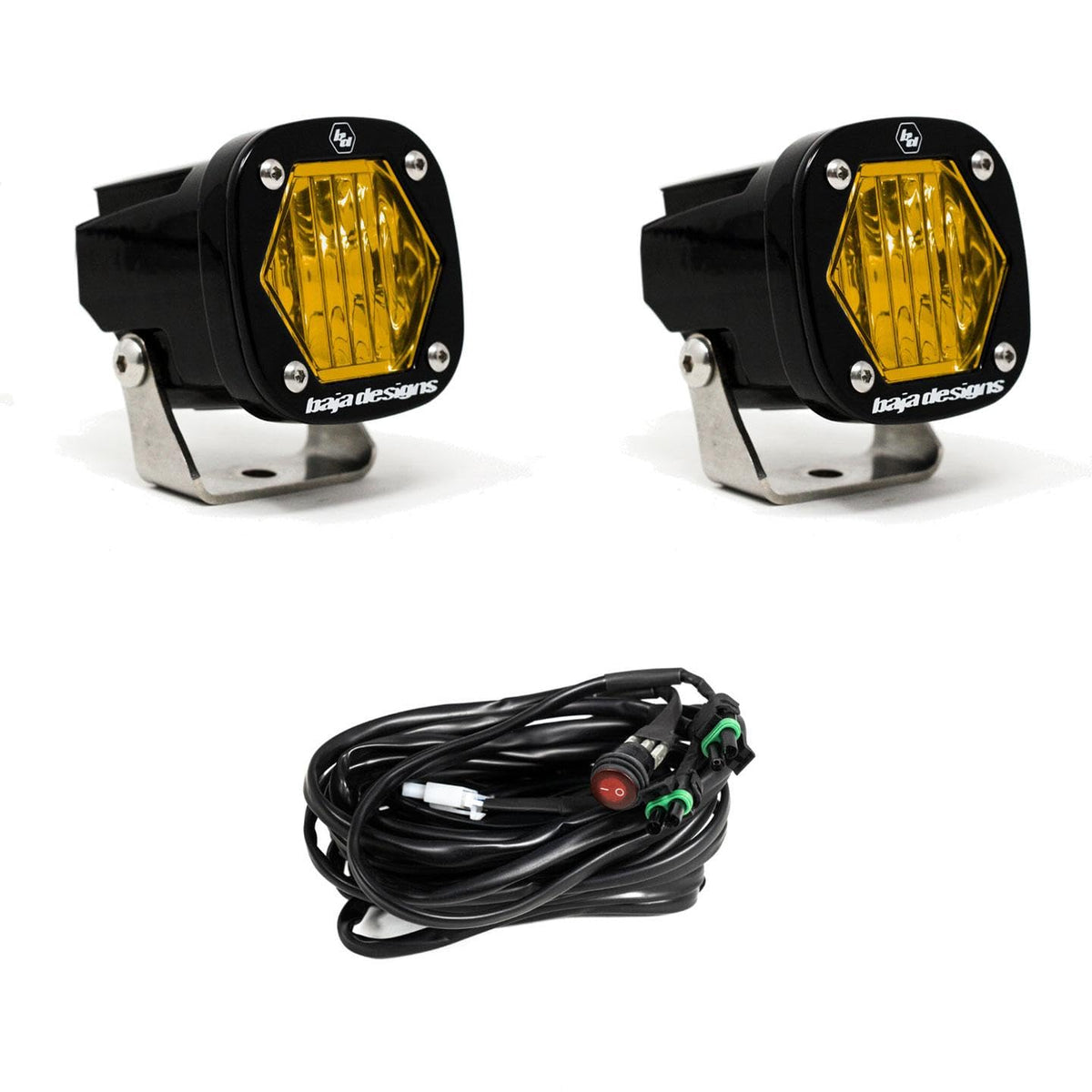 Baja Designs S1 Amber Wide Cornering LED Light with Mounting Bracket Pair - 387815