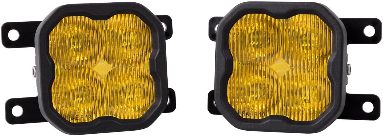 Diode Dynamics SS3 SAE/DOT Type AS Fog Light Kit compatible with Ford, Bronco/Ranger, Ram, 1500, Yellow SAE Fog Pro with Backlight