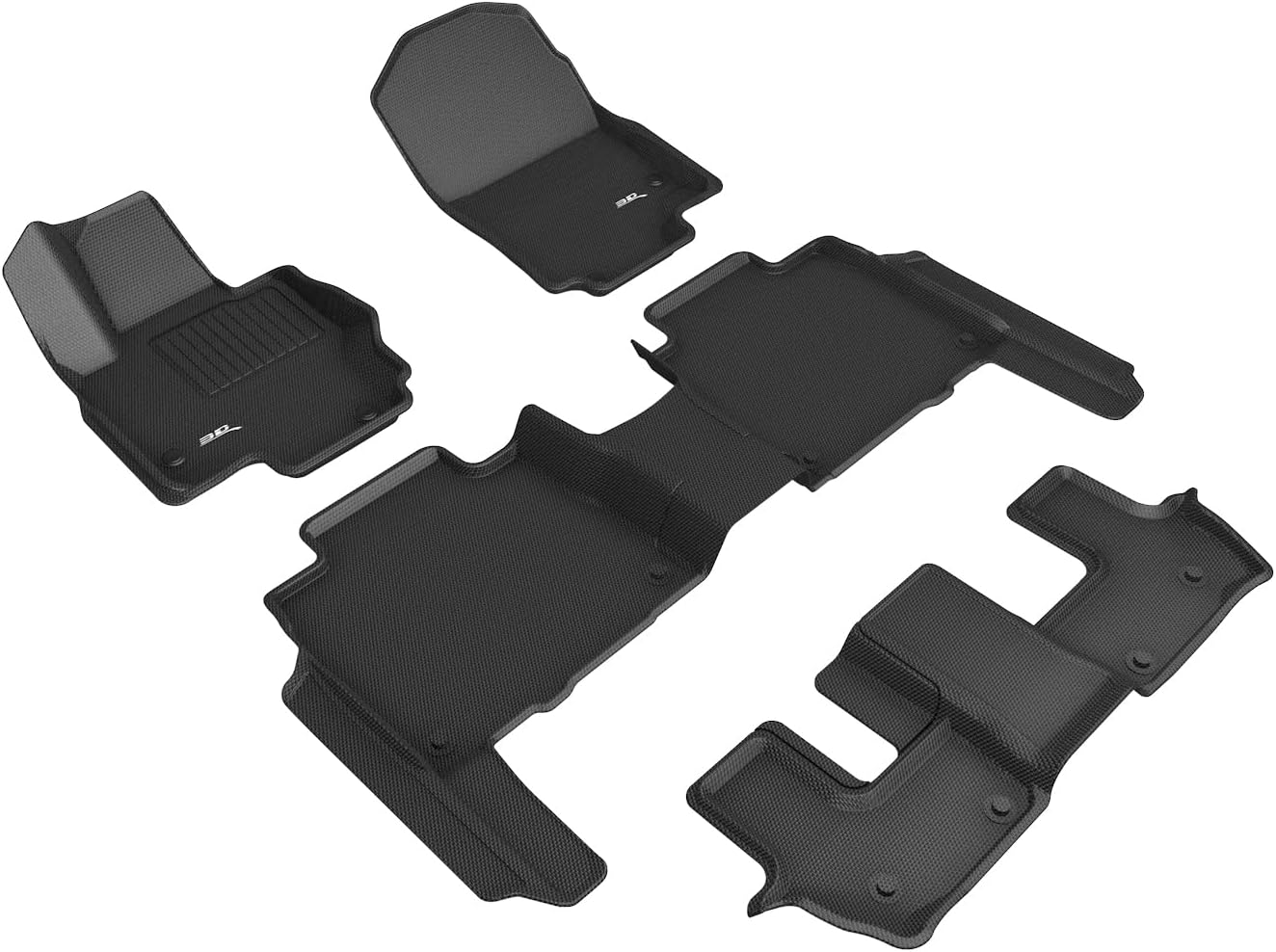 3D MAXpider All-Weather Floor Mats for Mercedes-Benz GLS-Class 2020-2023 Custom Fit Car Floor Liners, Kagu Series (1st 2nd & 3rd Row, Black)