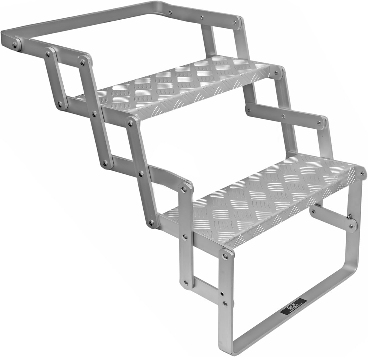 Quick Products JQ-182SSS 18" Wide Aluminum Scissor Stairs with Easy Mount Bracket for Mobile Home, RV, Camper, Shop, & Trailers - 2-Step