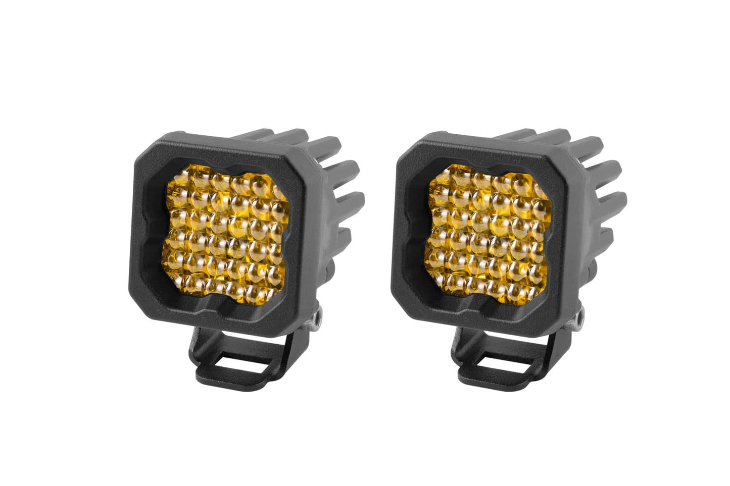 Diode Dynamics SSC1 Yellow Pro Standard LED Pod (pair), Flood w/Amber Backlight