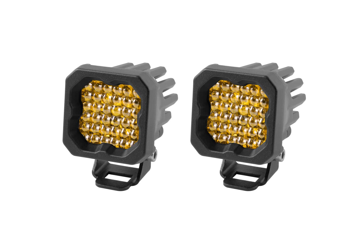 Diode Dynamics SSC1 Yellow Pro Standard LED Pod (pair), Flood w/Amber Backlight
