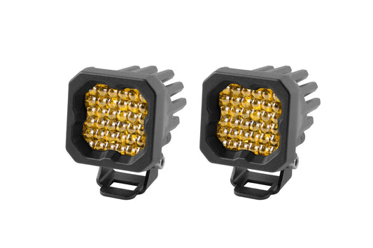 Diode Dynamics SSC1 Yellow Pro Standard LED Pod (pair), Flood w/Amber Backlight