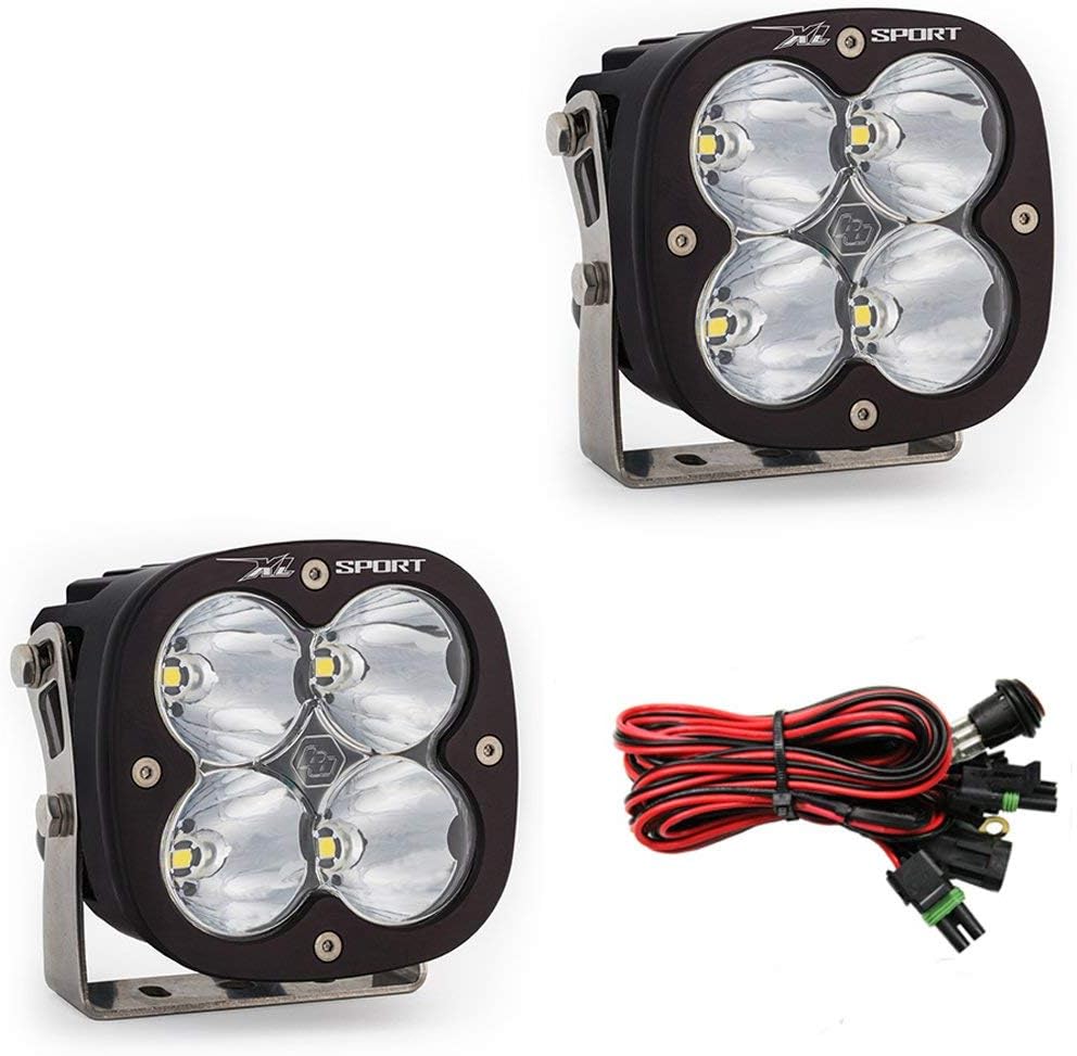 Baja Designs XL Sport LED Light Pod Pair for Jeeps, Off Road 4x4, Trucks, UTV - 2 PCS LED with Wiring Harness (Spot; Clear)