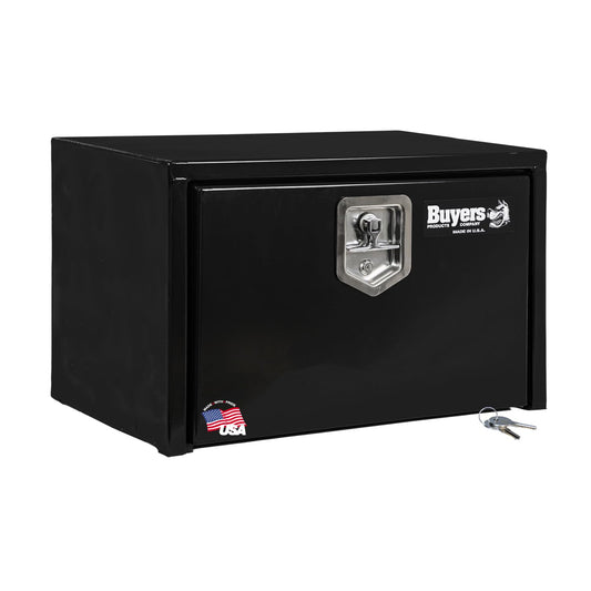 Buyers Products 1703322 Black Steel Underbody Truck Tool Box Ã¢â‚¬â€œ 15 x 13 x 24 Inch - Truck Bed & Underbelly RV Storage Box, Locking T-Latch, Weather-Resistant, Heavy-Duty Flatbed Job Box, Made in USA