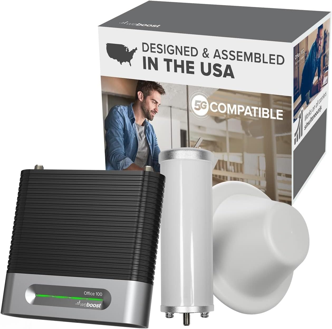 weBoost for Business Office 100 Cell Phone Signal Booster 75 ohm, 5G/4G LTE, All U.S. Carriers, Up to 8,000 sq ft, FCC Approved