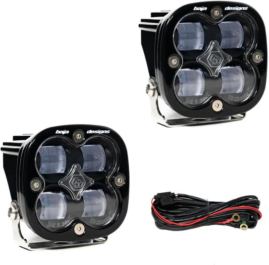 Baja Designs Squadron SAE LED Auxiliary Light Pod - Universal Fit with Wiring Harness, 2 LEDs (Clear)