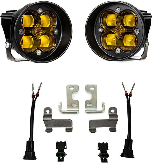 Baja Designs Squadron-R SAE Fog Pocket LED Light Kit for Toyota 4Runner, Tacoma, Tundra, Sequoia (SAE Fog; Amber)